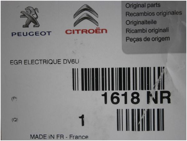 Soupape  Egr Original Citroen Peugeot C3 C4 C5 206 207 Partner 3 1.6HDI 1618NR