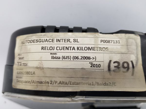 Bloc Compteurs Vitesse Seat Ibiza 6J0920801A 26829