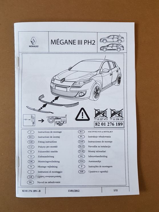 Moulure De Pare-Chocs Avant Megane 3 8201276189 Renault