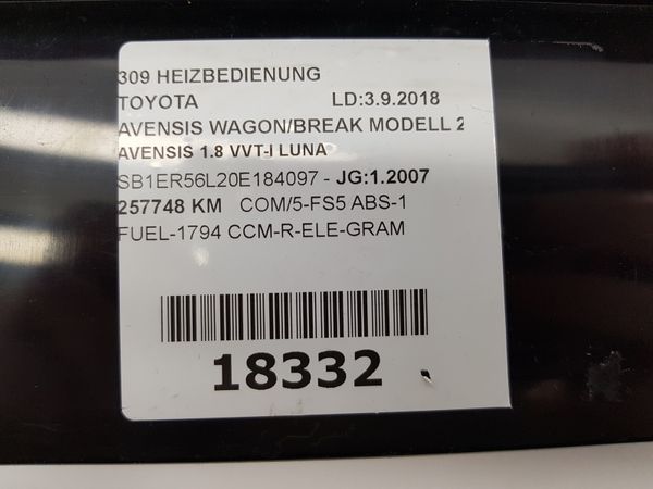 Commande Chauffage Toyota Avensis 2 5590205050H 55902-05050-H