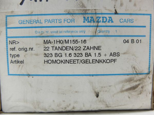 Arbre De Transmission De Joint  Mazda 323 MX-3 MA-1H0/M155-16